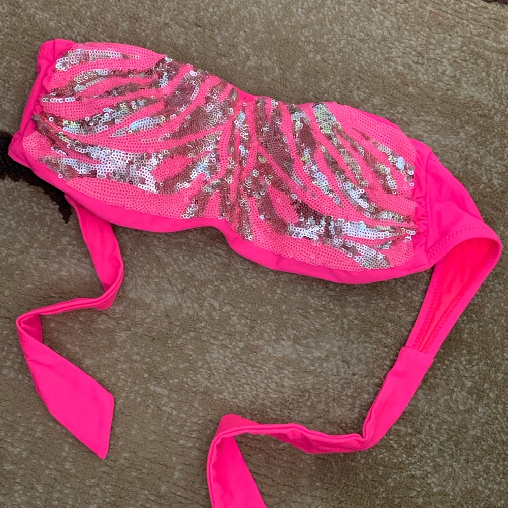 Hot Pink/Gold Cheetah Bikini Top